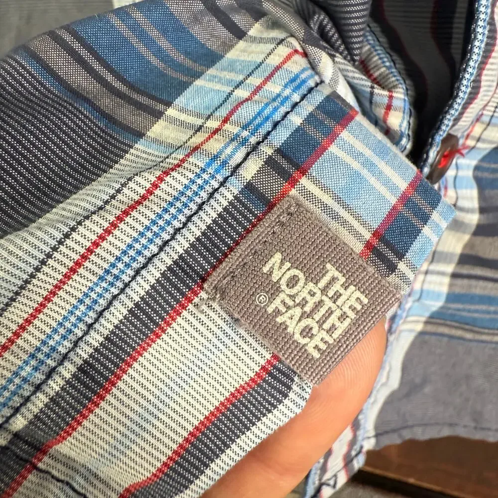 The North‎ Face Lightweight Short Sleeve Plaid Shirt Utility Hiking Blue Mens XL